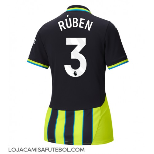 Camisa de Futebol Manchester City Ruben Dias #3 Equipamento Secundário Mulheres 2024-25 Manga Curta